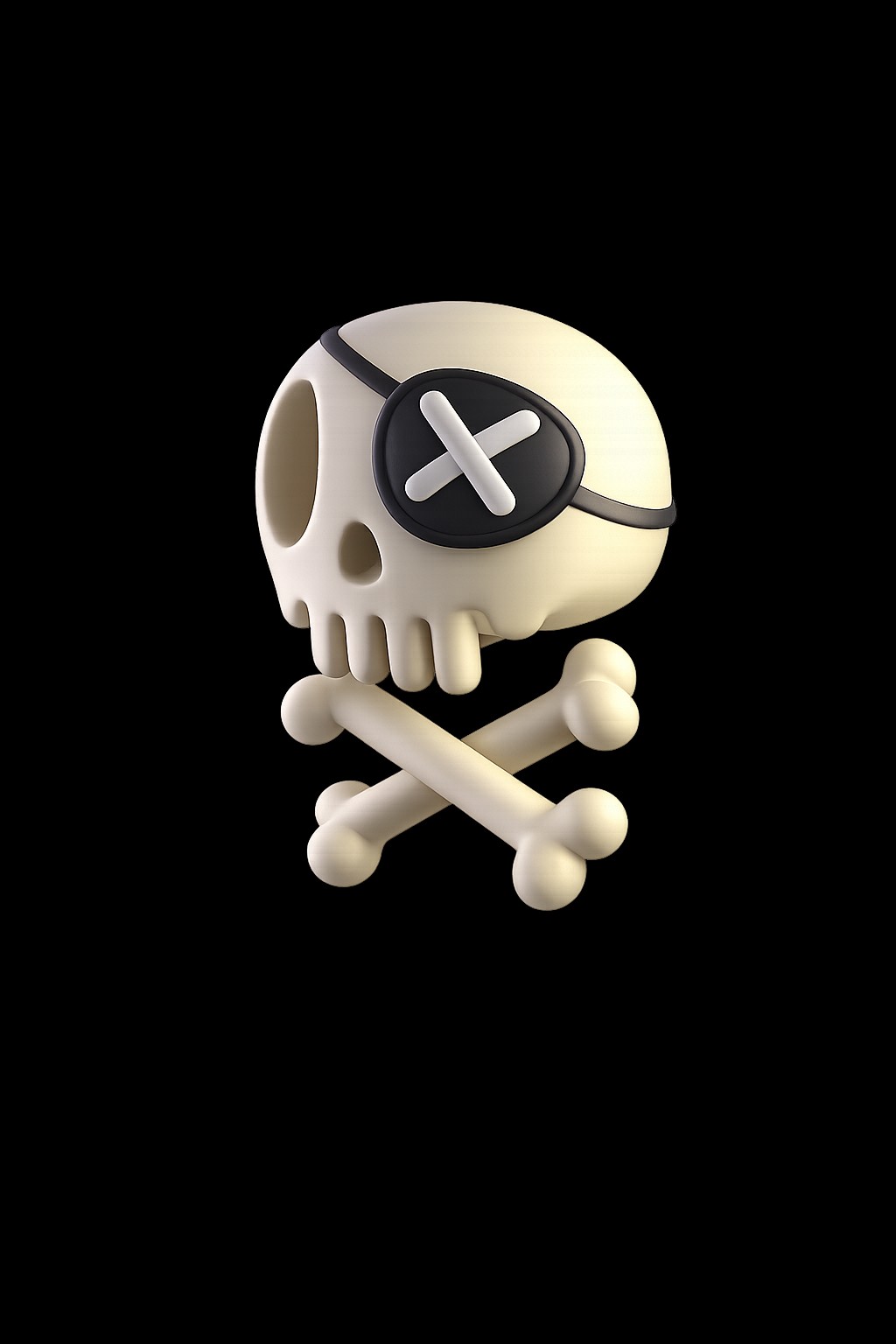 Dark three-dimensional pirate skull illustration